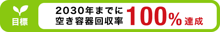 目標 2030年までに空き容器回収率100％達成