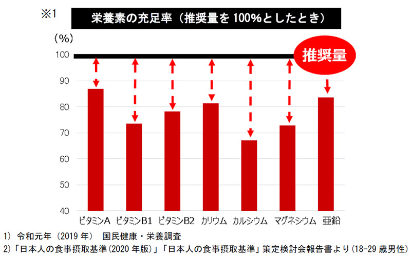 ※1 栄養素の充足率（推奨量を100％としたとき）