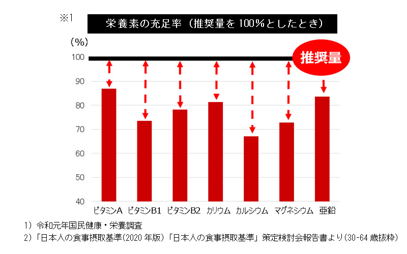 ※1 栄養素の充足率（推奨量を100％としたとき）